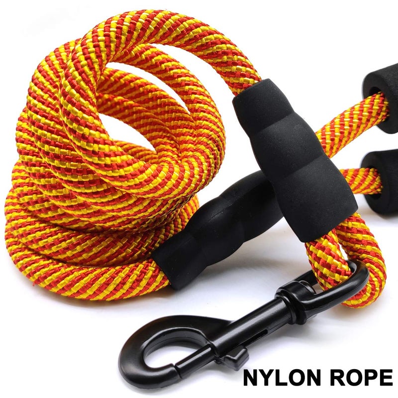 MayPaw Heavy Duty Rope Dog Leash, 3/4/5/6/7/8/10/12/15 FT Nylon Pet Leash, Soft Padded Handle Thick Lead Leashes for Large Medium Dogs (Orange, 1/2" * 8') - Image 4